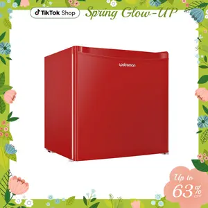Upstreman mini fridges 1.7 Cu Ft with Freezer FR17 Adjustable Thermostat Energy Saving Low Noise Single Door Compact Refrigerator for Dorm Office Can Bedroom red fridge mini  brands Small pantry drink fridge skincare fridge Portable