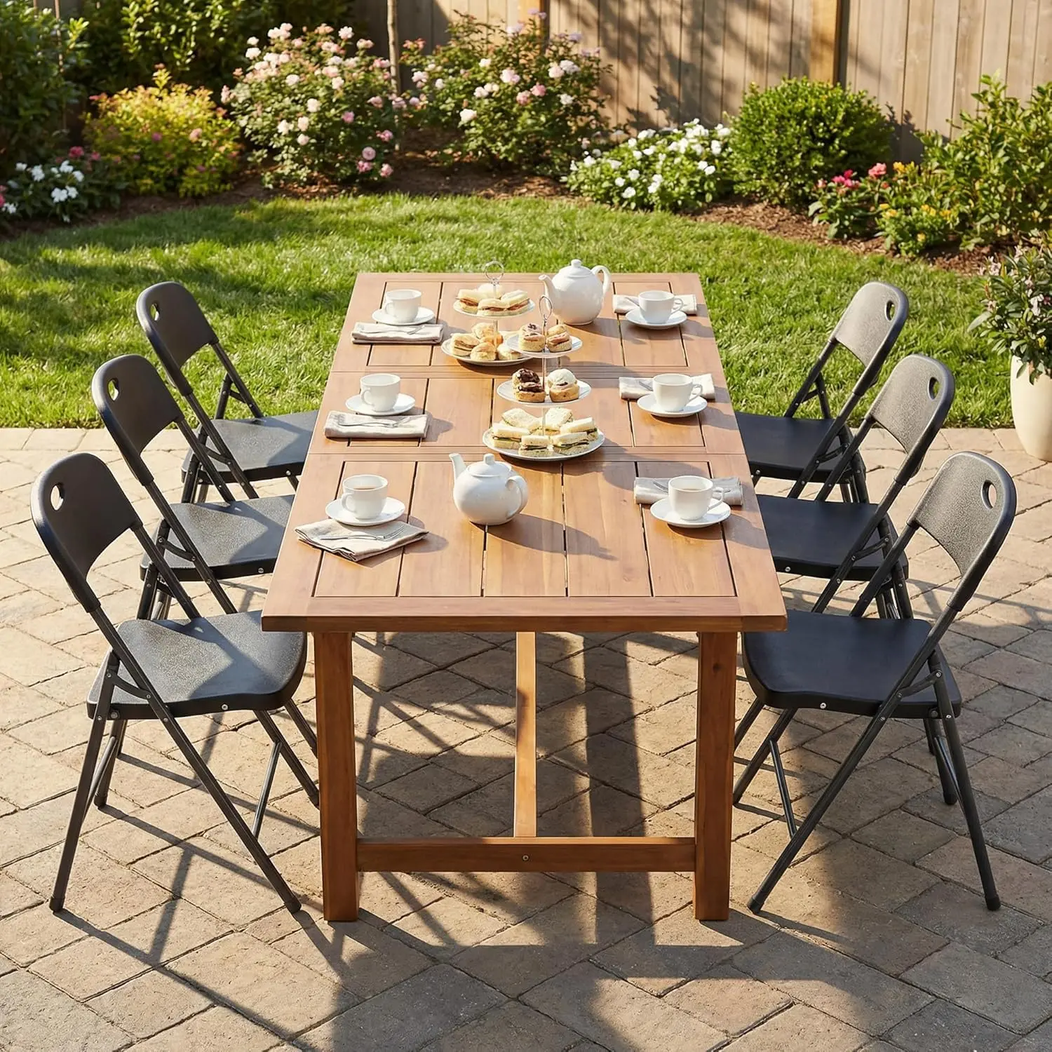 Folding Chairs Sets of 4 330lbs Plastic Stackable Portable Patio Dining Chairs Foldable Indoor Outdoor Camping Garden Party Meeting Wedding