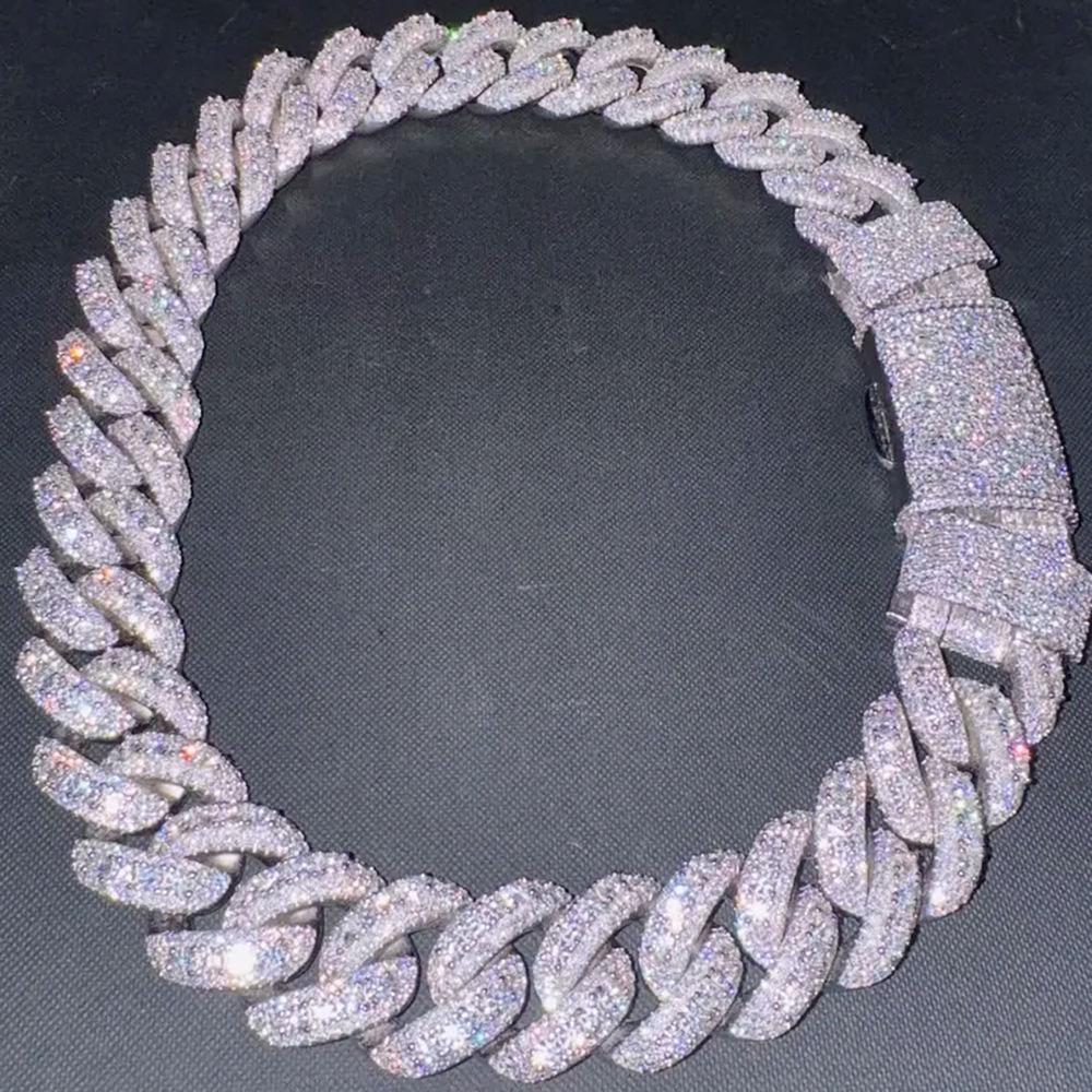 Heavy duty 18mm Cuban Chain VVS1 with Sandstone Bubble Diamond Miami Mosaic Set Customized Cuban Chain Luxury Ice Cold Hip Hop Style Jewelry Luxury Trendy Hip Hop Style Cuban Chain, Gift for Family and Friends