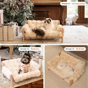 Autumn Winter Warm Cat Sofa, Thickened High Pet Dog Bed, All-Seasons Pet Cushion, Anti-Cold Couch Lounger, Durable Cardboard Claw Toy