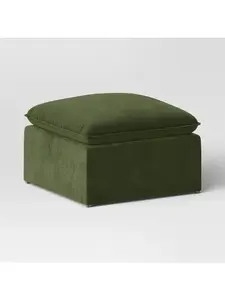 Haven Velvet Modular French Seam Sofa Ottoman Dark Green - Threshold
