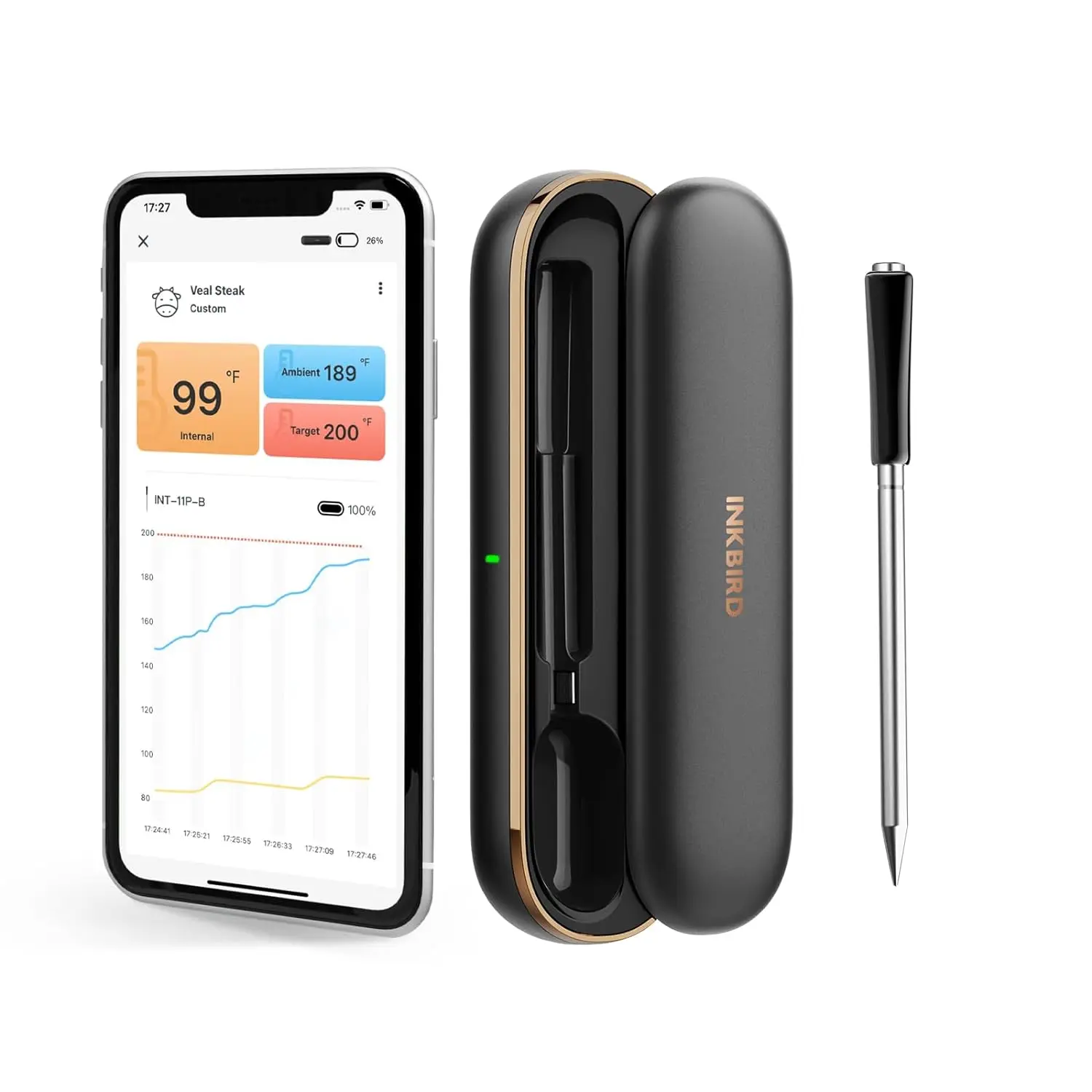 INKBIRD Bluetooth 5.1 Digital Meat Thermometer, Waterproof 304 Stainless Steel Kitchen Gadget for BBQ Grilrestockcampingessentials,campinggear summerwins