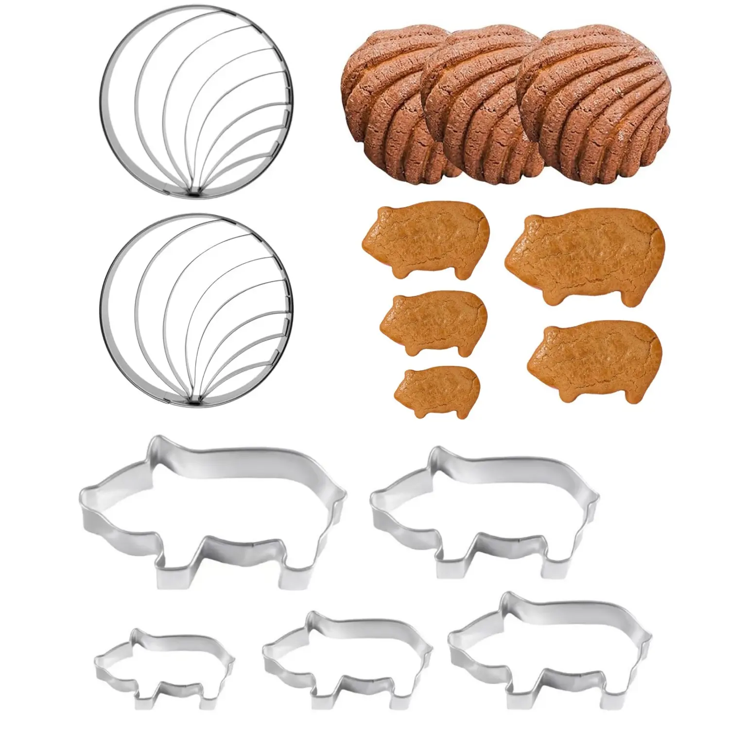 7Pcs Cutter Mexican Bread Mold With 5 Sizes Pig Cookie Cutter Set,Concha Stamp Two Sided Mold For Pan Dulce Mexicano Cortadora De Pan,Cookie Stamps for Baking Cookies - Home Improvement.