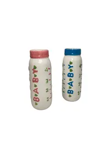 Small Baby Bottle Ceramic Vase in Blue or Pink