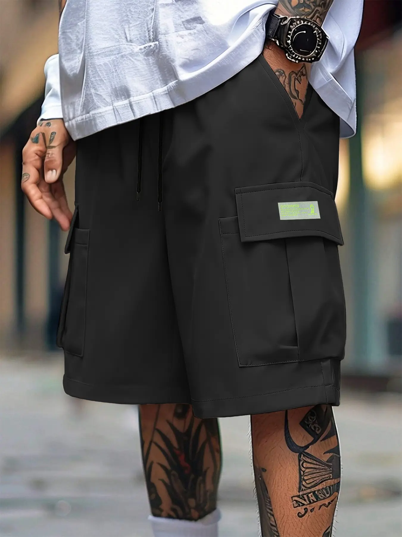 Men's Cargo Shorts Baggy Cut Casual Breathable Summer Loose Fitting Adjustable Drawstring Waist Multi Pockets Knee Length Streetwear, Casual Breathable Shorts, Menswear, Baggy Carpenter Men's Shorts