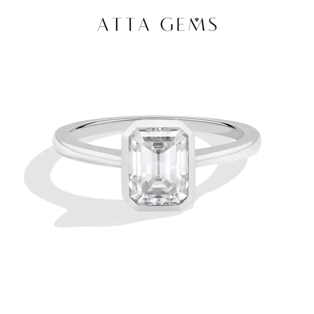 ATTAGEMS Classic 2CT Octagon Cut D Color Lab-Grown Moissanite Ring 925 Sterling Silver Ring Elegant Engagement Wedding Ring for Women Fine Jewelry R408 summerwins,