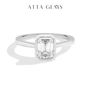 ATTAGEMS Classic 2CT Octagon Cut D Color Lab-Grown Moissanite Ring 925 Sterling Silver Ring Elegant Engagement Wedding Ring for Women Fine Jewelry R408 summerwins,summerwins