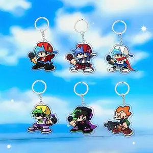 Friday Night Funkin' Acrylic Keychain – Friday Game Character, Cute Cartoon Boy Pendant, Gift for Friends