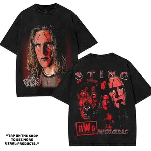 STING - WWE4U Edition Double Printed Oversize Lightweight Acid Washed Tee Vintage Movie TV Series Graphic Design Top Cotton WWE4U wrestling outfit premium deluxe Streetwear T-Shirt Clothes Menswear Womenswear. GIFT FOR FAN lover 1VZ