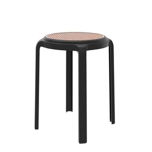 Tresse Mid-Century Modern Stackable Round Plastic Dining Stool for Kitchen and Dining Room - Unique Design