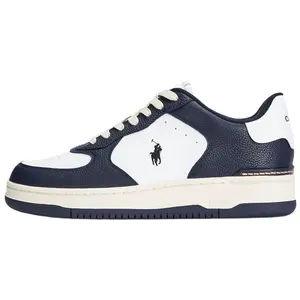 Polo Ralph Lauren Leather Round-Toe Flat Lace-Up Low-Top Sneakers for Men in White Trending Shoes, House White Official Shoes to Get / Maison Mihara