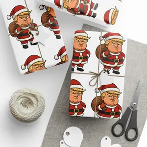 Santa Trump Wrapping Paper, Funny Holiday Gift Wrap