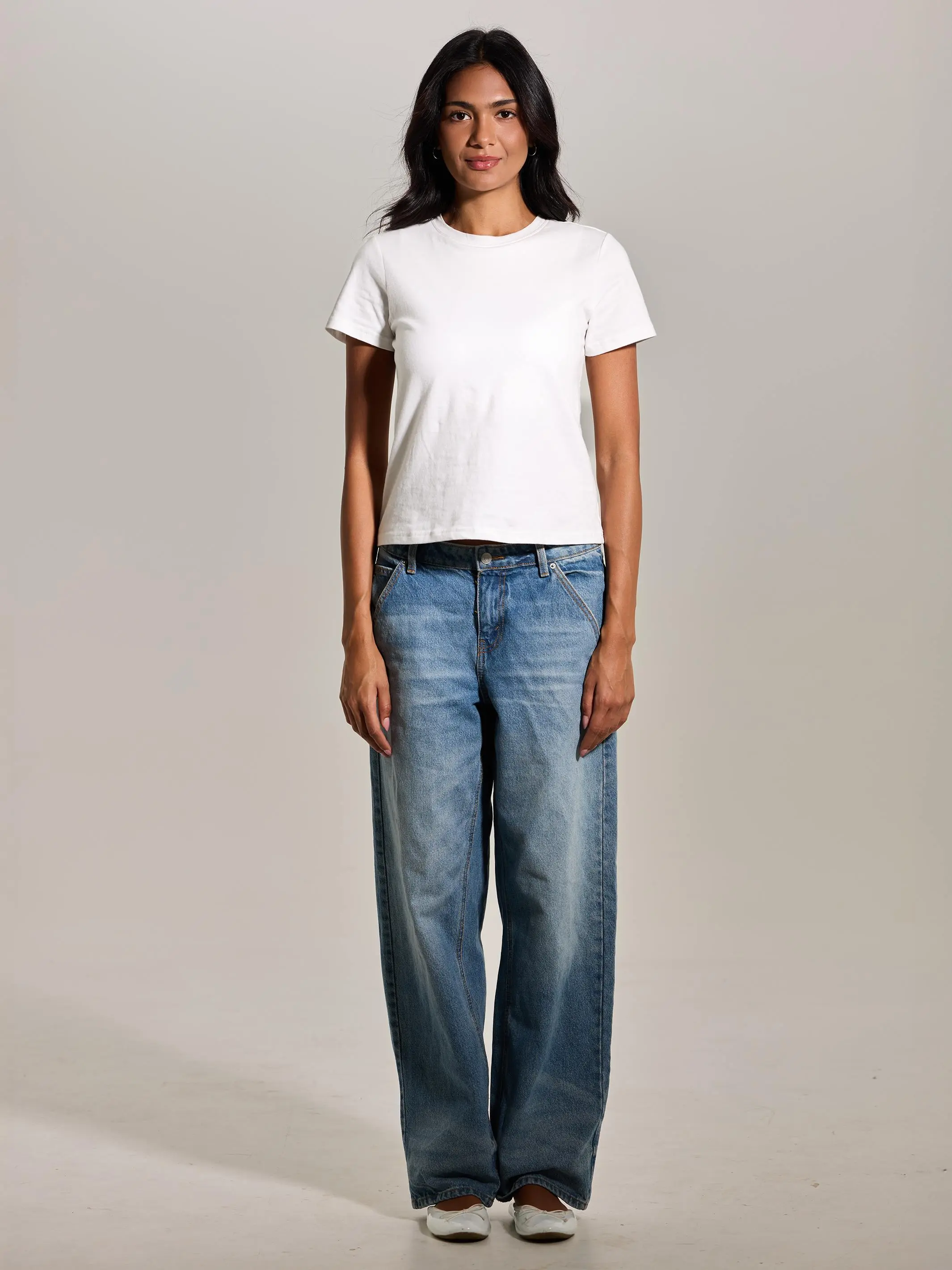 Klassy Network Cotton Tee Full Length Women's Tshirt with Crew Neckline Short Sleeves