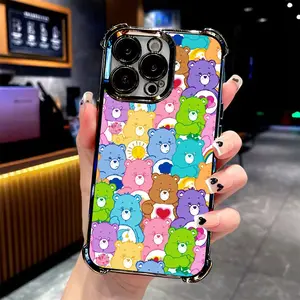 Cute cartoon C-Cares B-Bears Phone Case Suitable for iPhone 17 16e 16 15 14 13 12 11 Mini Pro Max Air X XR XSMAX 8 7 Plus Anti Fall Protective Transparent Soft Back Cover