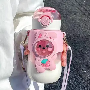 Pink Strawberry Bunny Water Bottle