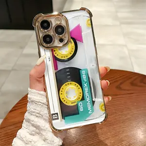 Y2K Cassette Tape Design - Four-Corner Shockproof, Non-Slip TPU Full-Coverage Phone Case with Electroplated Lens Protection. Compatible with iPhone 17, 16, 15, 14, 13, 12, 11, XS, X, and other series models. Makes an excellent gift for friends or family.