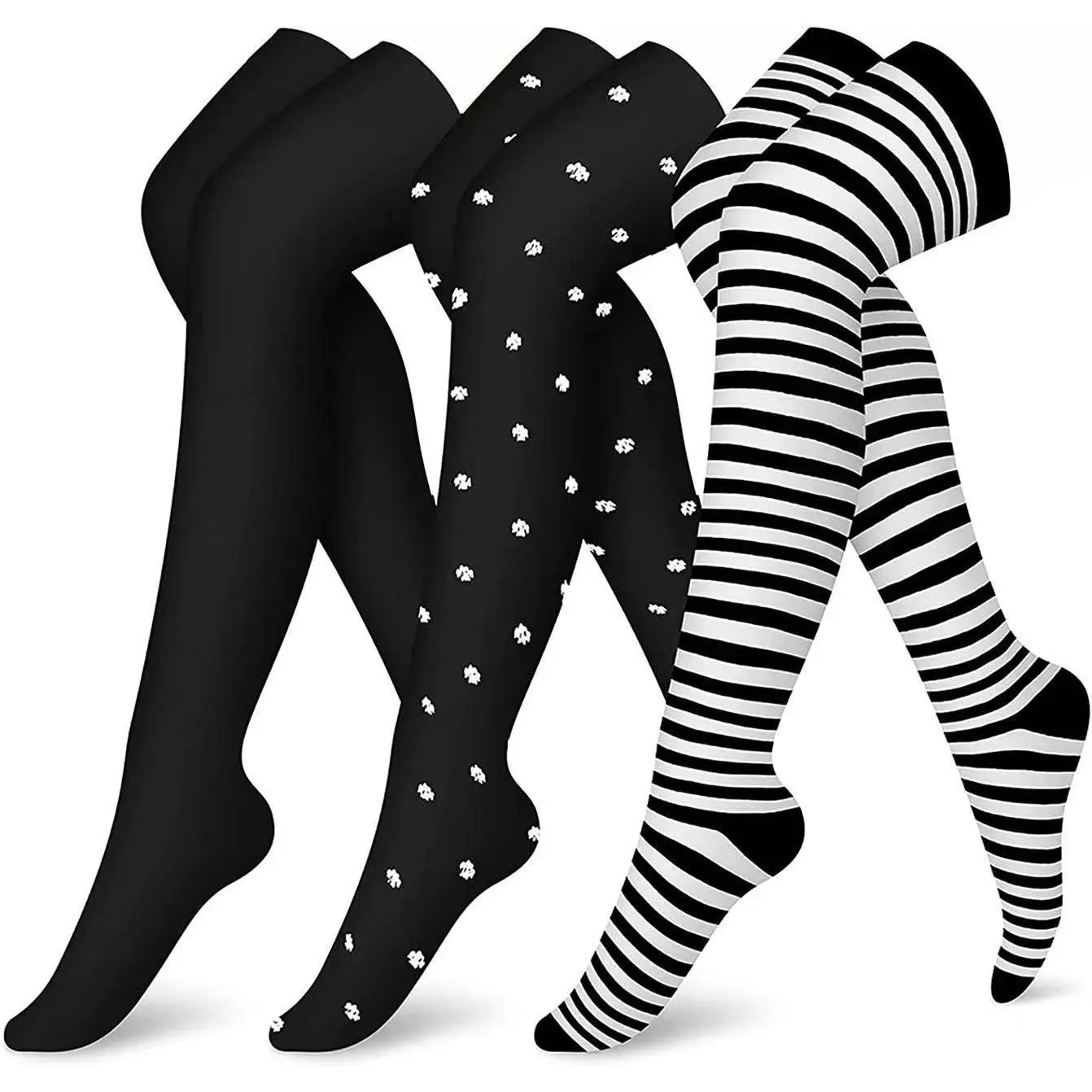Knee crossing black and white stripe