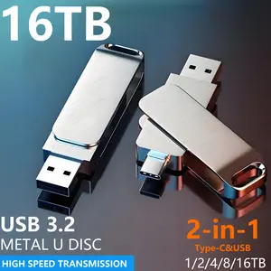 Best 16TB USB Flash Drive USB 3.2 Memories Type-c 2-In-1 8TB 16TB OTG Pendrive 128GB 2TB High Speed Flash Disk For Computer