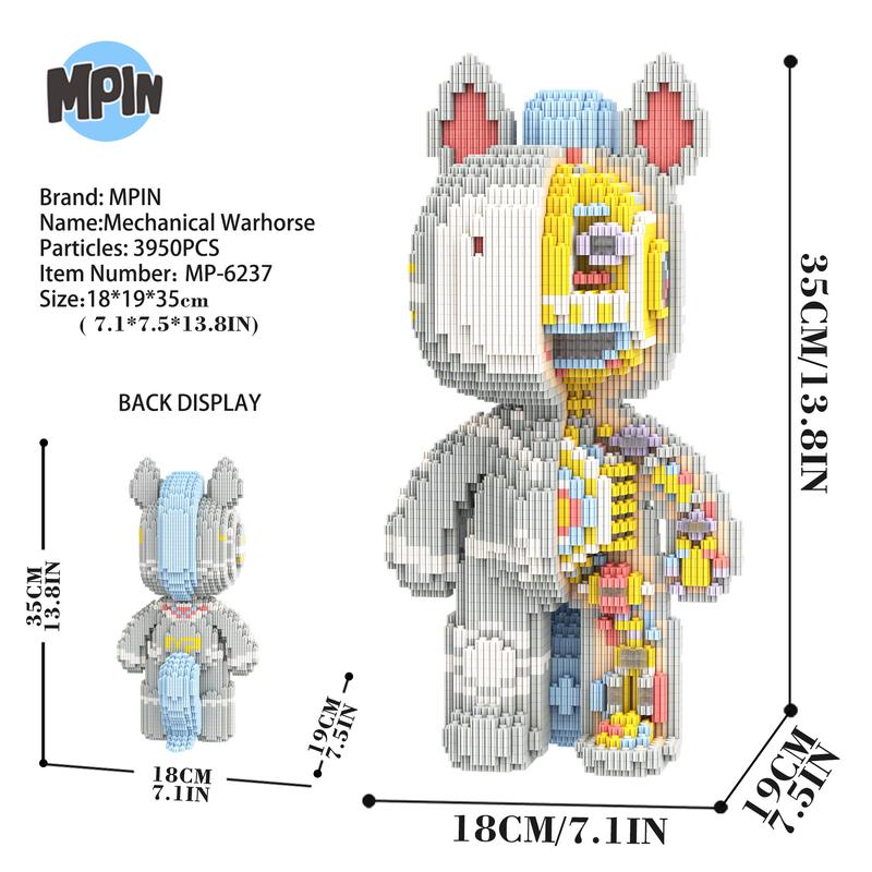 Cute Horse Series Building Blocks Set, Block Figures, 34cm High, 3800 Pieces, Unisex Adult Toy, Perfect Gift, Home Decoration Ornament