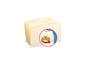 Smead 15334 File Folders, 1/3 Cut Assorted, Reinforced Top Tab, Legal, Manila, 100/Box