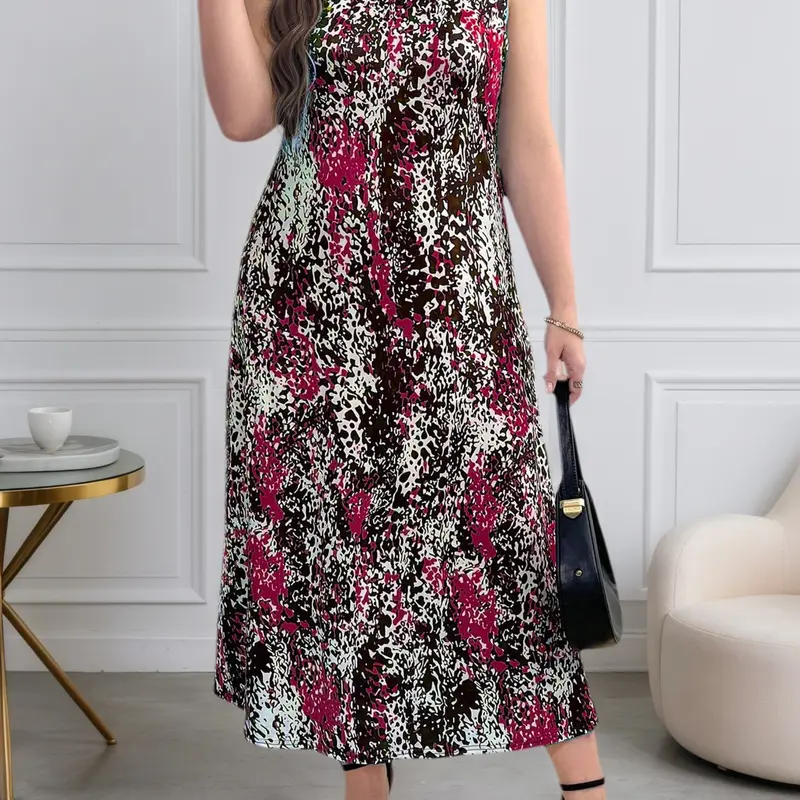 Women's Plus Size Casual Sleeveless Round Neck Dress, Perfect for Vacation Spring Summer Outdoors Daily Wear, Summer Fashion, Casual Summer Dresses