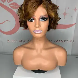 SDD 4x4 Closure Pixie Wig in Colorful human wig