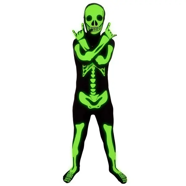 HalloweenCostumes Boys' Glow in the Dark Skeleton Morphsuit, Skeleton Costumes & Accessories for 12-13 Years Kids' Dress-Up