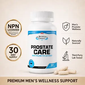 Dr. Bethune’s Choice Prostate Care for Men, Saw Palmetto Supplement with Pumpkin Seed Oil, Lycopene, Vitamin D3 & Zinc, Daily Prostate & Urinary Wellness Support - 60 Capsules