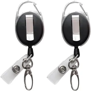 Retractable Badge Reel with Claw Clasp and Clip for Id Card Holders (2Pack)