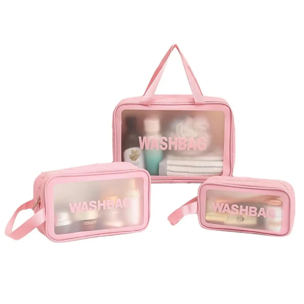 Ultimate Organizer - The Washbag Toiletry Three Bag Set in Leather  with Dustproof Feature and Zip Closure