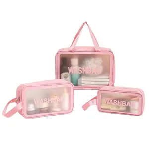 Ultimate Organizer - The Washbag Toiletry Three Bag Set in Leather  with Dustproof Feature and Zip Closure