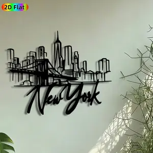 1pc New York Skyline Metal Wall Art, NYC Cityscape Statue Mural, Artistic Metalwork, Intricate Craftsmanship, Perfect for Housewarming, Anniversary Decor, Perfect for Living Room Office Studio Decor, Ideal Gift for Urban Art Enthusiasts.