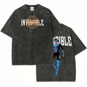Men's Vintage Oversized Ribbed Fabric Top - Limited Invincible Mark Grayson Graphic T-Shirt, Superhero Themed Apparel, Comic Book Fan Gift, Mineral Wash