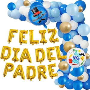 108 count Feliz Dia Del Padre Balloon Arch Kit Happy Fathers Day Balloons Feliz Dia Del Padre Foil Balloon for Fathers Party Decorations