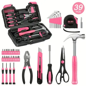 39-Piece Home Tool Kit, Multi-Functional Tools for Home Garage Office Dorm, Strong Tools for Girls and Women, Includes Storage Box, Hand Tools Kits
