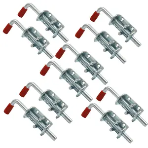 10 Packs Metal Lock Barrel Bolt Spring  Latch 6.6 Inch w/Grip Heavy Duty for Gate Shed Door Tailgate Trailer Garage (10)