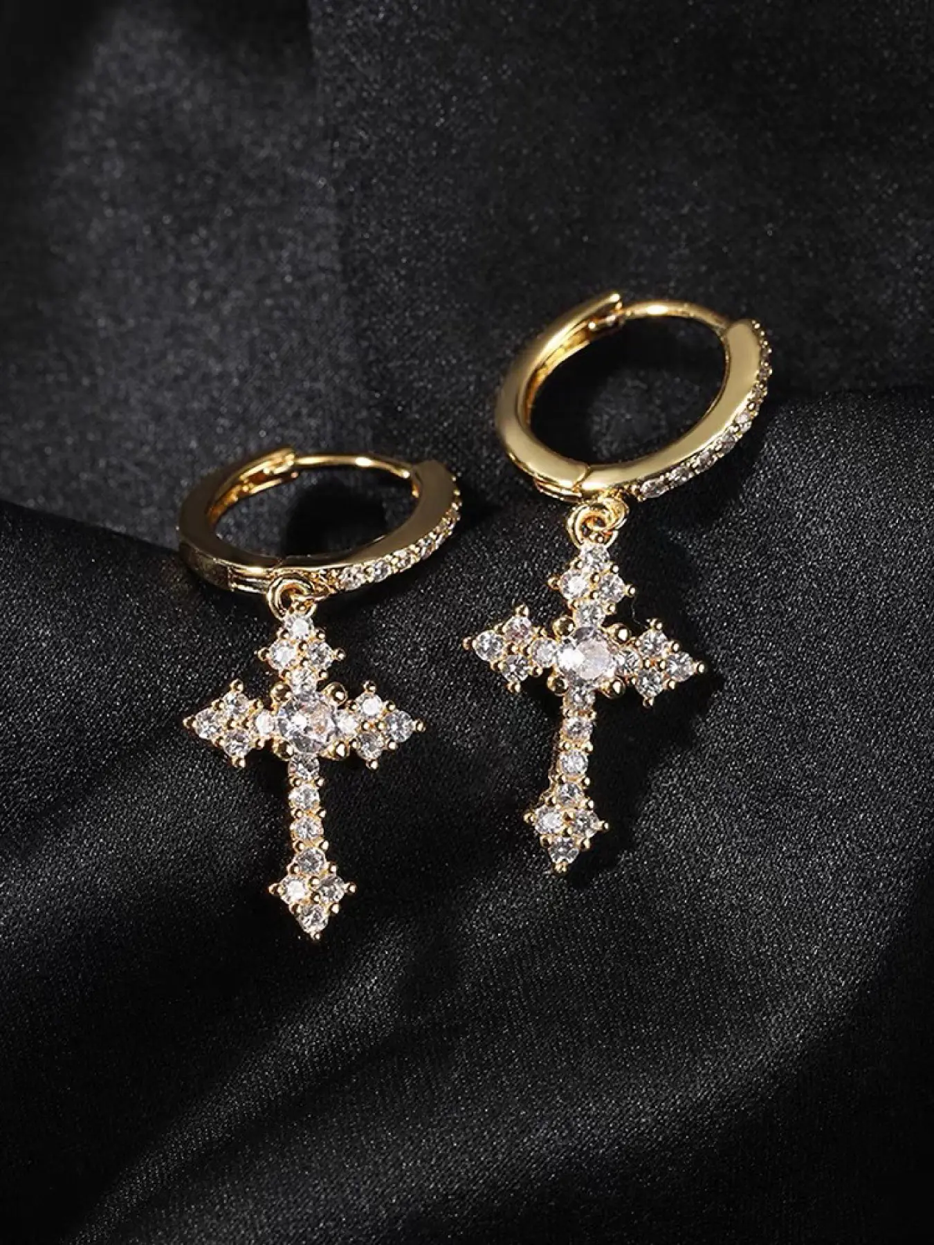 Geometric Cross Stud Earrings Set, CZ Earrings, Cubic Zirconia, Copper Inlaid Zircon, Unisex Hip-Hop Trendy Design, Perfect Gift for Special Occasions, Versatile Jewelry for All Seasons, Fashionable Jewelry Accessories, Stylish Jewelry