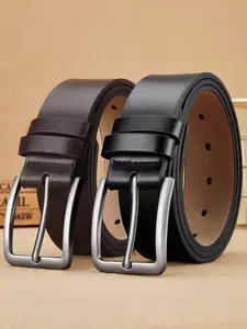 Men's Casual PU Leather Jeans Belt, Casual Dress Belt, Classic Work Business Formal Belt, Needle Buckle, All Seasons, Plain Pattern, Style: Casual
