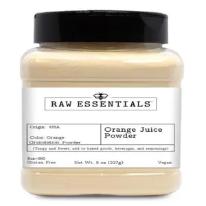 Raw Essentials Orange Juice Powder - Tangy and Sweet Flavor for Baked Goods, Beverages, and Smoothies - Non-GMO, Gluten-Free, Vegan - 8 Ounce Bottle