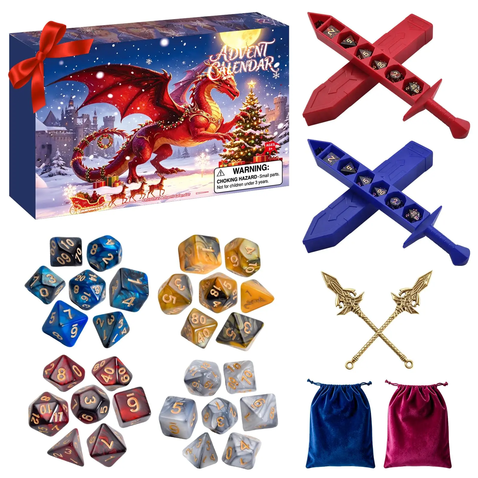 DND Dice Advent Calendar 2026, 24 Days Halloween Christmas Countdown Calendar, Surprise D&D Gifts for Dice Goblin, Adults, Teens & Kids, DND Polyhedral Dice Sets for Dungeons and Dragons TTRPG Fan, MTG, Role Playing Table Gamechristmas advent calendar