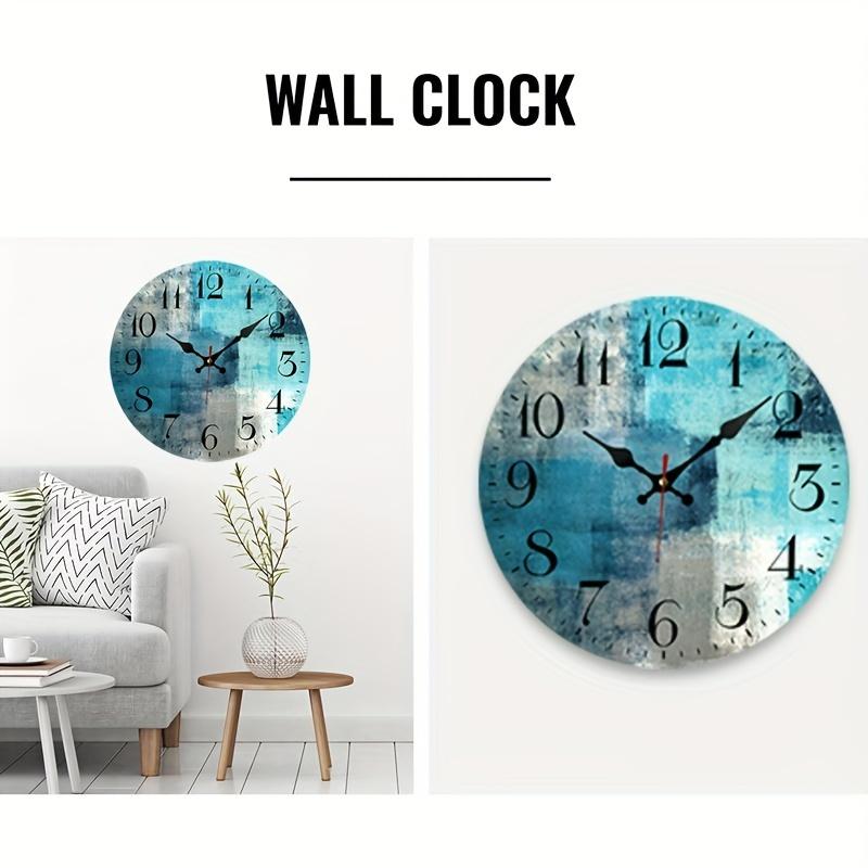 A Round 10 Inch Blue-Gray Clock That Is Silent And Non-Ticking, Powered by Batteries, Suitable for Decorating Living Rooms, Bedrooms, Bathrooms, Schools, Offices, And Studies