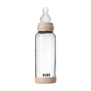 BIBS Baby Glass Bottle Set 8oz with Silicone Nipple - Blush