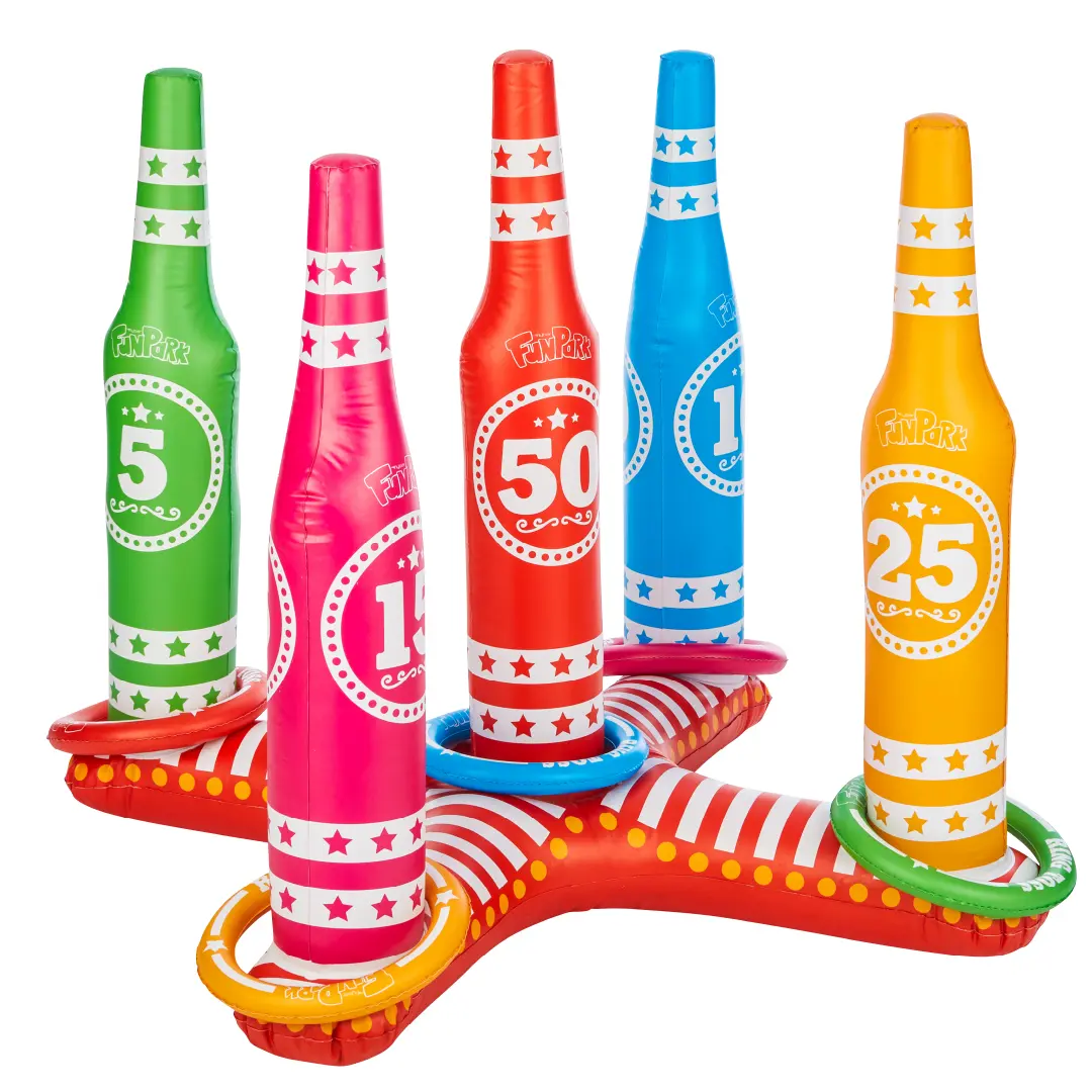 FunPark Inflatable Giant Ring Toss Game - 3 Ft Tall, Includes 5 Colorful Rings, Outdoor Backyard Toy, Playground Equipment