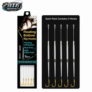 Anti-Snag Off Bottom Single Hook Fishing Rig, Suspended Bait Hook Rig for Bass Catfish Carp, Weedless Bottom Fishing Leader, Works with Worms Corn Dough Bait, Big Fish Catching Tackle
