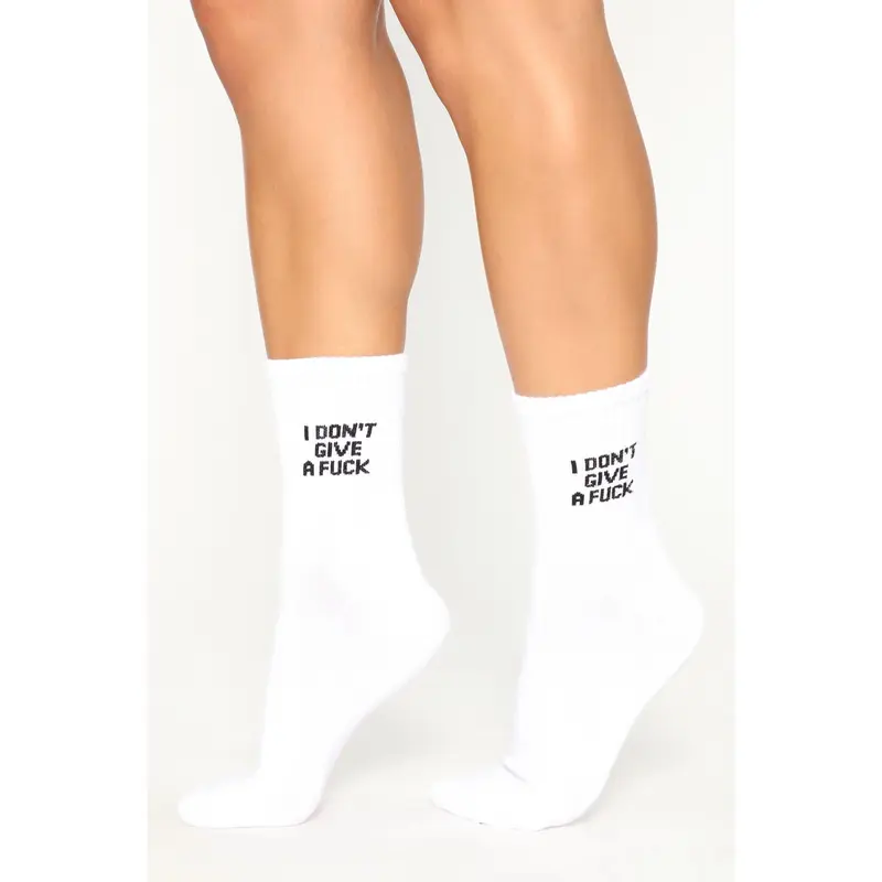I Don't Give A Fuck Socks - White/Black