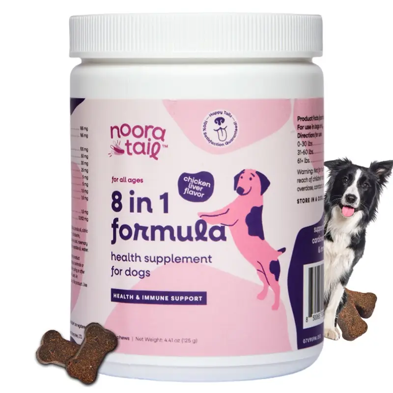 NooraTail 8-in-1 Multivitamin for Dogs – Hip & Joint Support, Immune Booster & Antioxidants – 50 Chews Canine Nutritional Supplement