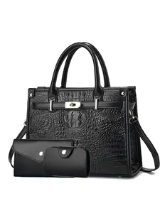 Fashion Crocodile Pattern Three-Piece Set, Vintage Crossbody Handbag, Large Capacity, Versatile, Perfect for Travel and Shopping