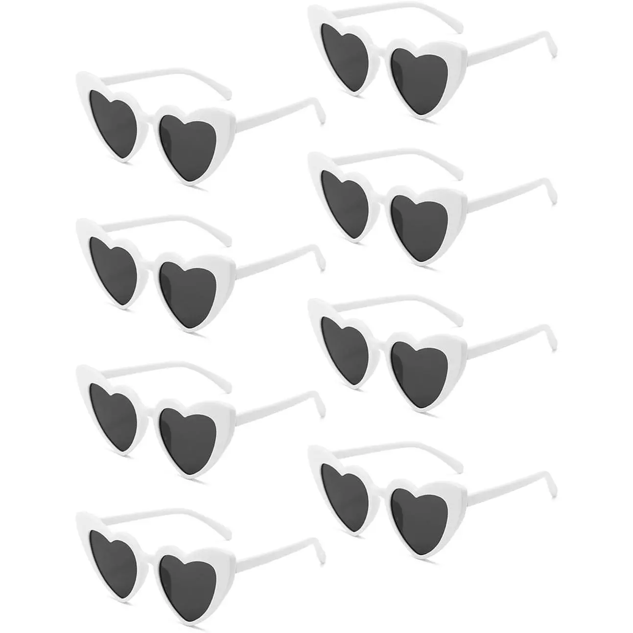 Women's 8-Pack Vintage Cat Eye Heart Fashion Sunglasses, Bulk for Bachelorette Bridesmaids