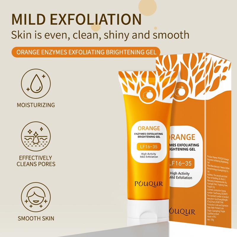 Orange Exfoliating Gel, Vitamin C Face & Body Scrub, Deep Cleansing Peeling Gel, Brightening Facial Exfoliator, Dead Skin Remover, Gentle Daily Skincare, Gift for Back to School