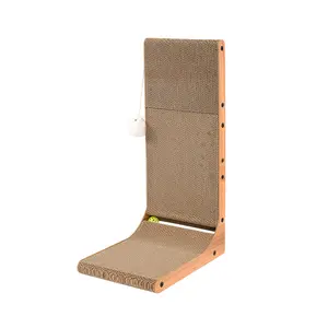 L-shaped Cat Scratching Post, Durable Cat Scratcher with Dangling Toy Ball, Multi-functional Wall & Corner Mountable Cat Furniture